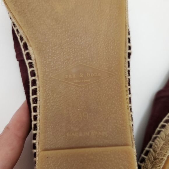 RAG & BONE Burgundy Wine Suede Leather Espadrille Slipon Loafers Flats - Picture 13 of 14
